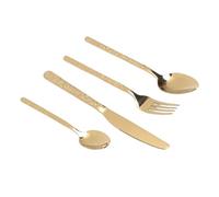 Pssopp Cubiertos Juego de Cubiertos, Juegos para Servir Tenedores Cucharas para Restaurante Boda Fiesta Hogar Juego de de Acero Inoxidable de 6 Piezas (Patrón De Piedra Oro)