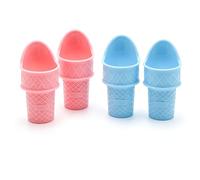 Pssopp Cuchara de Cono de Helado de 4 Piezas, Mini Cuchara de Cono de Helado Reutilizable para Bodas de Fiesta de Cumpleaños de Vacaciones de Verano (Rosado Azul)