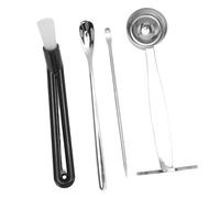 Pssopp Cuchara de Manipulación de café Cuchara Agitadora Art Pen Kit 3 en 1 de café de Acero Inoxidable Medidora de Apisonamiento con Cepillo de Limpieza para, té,
