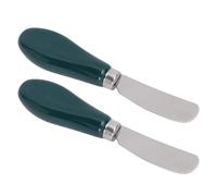 Pssopp Cuchillo y Tenedor de Acero Inoxidable de Grado Alimenticio, Apto para Lavavajillas, Utensilios para Untar Mantequilla con de Cerámica para Mermelada, Queso, Tostadas, 2 Piezas, Esparcidor