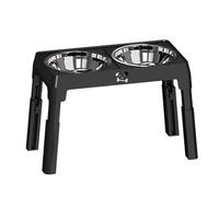 Pssopp Cuenco para Suministros para Perros, Diseño Desmontable, 2 Cuencos Grandes de Acero Inoxidable, Cuencos Elevados para Perros con Ajustable, Soporte para Alimentación de Mascotas, Comida (BLACK)
