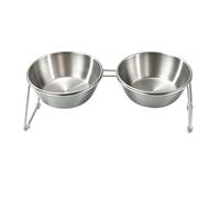 Pssopp Cuencos Elevados de Acero Inoxidable para Gatos, Cuenco Doble con Protección de Cuello Inclinado de 15 Grados para Gatos Mayores y Gatitos (Redonda)