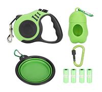 Pssopp Daily Walks Correa Retráctil Ligera para Perros con Dispensador de Cuenco Plegable y Antideslizante de 16 Pies para Perros Pequeños y Medianos (Green)