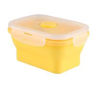 Pssopp de Silicona Plegable de 350 Ml, Contenedor de Calidad Alimentaria con Cierre de Clip de Tapa Apta para Microondas y Válvula de Aire para Oficina, Camping, Picnic (YELLOW)