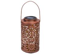 Pssopp De Techo Lámpara De Proyección Solar, Diseño De Flores Vintage Ahuecado Linterna Colgante Al Aire Libre para Juegos Nocturnos Camping Dormitorio Nan (Linterna de hierro de flores)