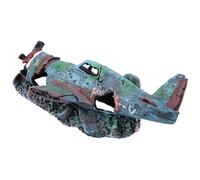 Pssopp Decoración de Acuario Avión Dañado, Adorno de Resina para Tanque