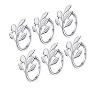 Pssopp Decoraciones Navideñas/Festivales Diseño en Forma de Hoja Servilleteros para Decoración de Mesa de Fiesta de Boda de Navidad 6 Servilleteros de Metal Dorado y Latón para