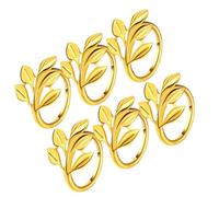 Pssopp Decoraciones Navideñas/Festivales Diseño en Forma de Hoja Servilleteros para Decoración de Mesa de Fiesta de Boda de Navidad 6 Servilleteros de Metal Dorado y Latón para