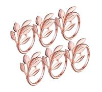 Pssopp Decoraciones Navideñas/Festivales Diseño en Forma de Hoja Servilleteros para Decoración de Mesa de Fiesta de Boda de Navidad 6 Servilleteros de Metal Dorado y Latón para