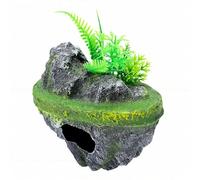 Pssopp Decoraciones para Acuarios y Suministros de Paisajismo Adorno de Cueva Escondida para Pecera de Roca de Musgo Suspendido Artificial de PVC para Decoración de Acuario Flotante de Paisaje de