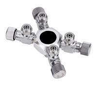 Pssopp Divisor de CO2 para Acuario, Distribuidor de CO2, Colector de con Válvulas de Aguja Individuales y Conector de Manómetro para Tanque de Peces Plantado (4 Pase)