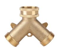 Pssopp Divisor de Manguera de Latón, Conector de Grifo Bidireccional de 3,4 Pulgadas con Válvulas Dobles de Encendido y Apagado, Rosca Europea para Riego de Jardines, Césped, Macizos de Flores y