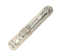 Pssopp Elegante Tubo de Almacenamiento de Agujas de Costura Vintage Bordado de Metal Soporte de Aguja Compacto Organizador de Accesorios de Bricolaje Zinclet para Uso Doméstico (SILVER)