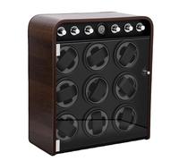 Pssopp Enrollador de Reloj Caja Enrolladora Automática de Reloj de Grano de Madera para 9 Relojes 5 Modos Operación Silenciosa con Pantalla de Escritorio con Luz LED para Hombres Coleccionistas y