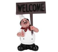 Pssopp Escultura de Chef, Mini Estatua Linda de Chef con Cartel de Bienvenida y Cara Sonriente, para Decoraciones de Cocina, Regalos de Inauguración de la Casa, Boda, Navidad