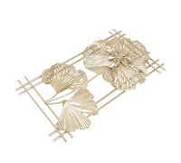 Pssopp Escultura de Pared de Hoja de Ginkgo de Metal Dorado, Decoración Minimalista Moderna 3D para Sala de Estar, Dormitorio, Hotel y Cafetería