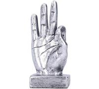 Pssopp Escultura Decorativa de Dedo en Resina, Estatua de Gesto de Mano para Escritorio, Adorno de Mesa, Color Plateado