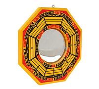 Pssopp Espejo Bagua de 8 Pulgadas, Tablero de Partículas de Madera y Metal, Decoración Convexa China Feng Shui, Ideal para Colgar Puertas y Atraer Riqueza