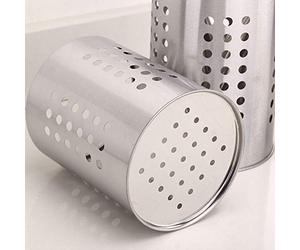 Pssopp Estante de Almacenamiento para Utensilios de Cocina, Libre de óxido, Soporte para Utensilios de Acero Inoxidable, 12 X 18 Cm, Orificios de Ventilación Redondos, Apto para Lavavajillas, para
