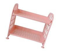 Pssopp Estante de Escritorio de 2 Capas Estante Apilable de Doble Capa Organizador de Escritorio de 2 Niveles con Barandilla Lateral para Soporte de Almacenamiento de Papelería (Pink)