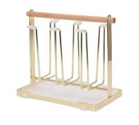 Pssopp Estante para Secar Tazas Estante para Tazas de Metal, Soporte para Secar para Encimeras de Madera de Haya de Hierro de Cocina 23,5x14x21cm Nan