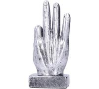Pssopp Estatua de Gesto Ok de Resina, Adorno de Escritorio Realista, Decoración Retro para el Hogar con Patrones Familiar (Silver)
