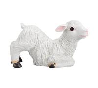 Pssopp Estatuilla de Oveja Acostada Cordero Escultura de Jardín Adorno de Oveja de Resina Adorno de Césped de Oveja Animal Estatua de Oveja de Jardín para Interior Al (35x14x20,5