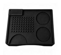 Pssopp Estera para Apisonar café, Silicona de Grado Alimenticio, 7,68x5,79x1,65 Pulgadas, Almohadilla de Prensado de café Expreso Antideslizante con Bordes Elevados para Cocina y (BLACK)