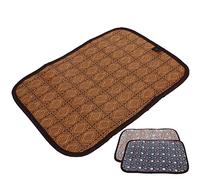 Pssopp Estera para Mascotas de Doble Cara Cama Refrescante para Mascotas Estera de Ratán Transpirable para Verano de Felpa Suave para Invierno con Diseño Reversible para Gatos (S)