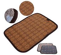 Pssopp Estera para Mascotas de Doble Cara Cama Refrescante para Mascotas Estera de Ratán Transpirable para Verano de Felpa Suave para Invierno con Diseño Reversible para Gatos (M)