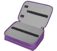 Pssopp Estuche para Lápices de Gran Capacidad, Estuche para Bolígrafos de PU, 252 Agujeros, Bolsa de Papelería con Cremallera de 5 Capas con Correa, Ajuste Ajustable, Diseño Exclusivo (Purple)