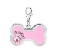 Pssopp Etiquetas de Identificación Personalizadas Para Mascotas en Forma de Hueso, Aleación Para Perros y Gatos - Encantos (Rosado)