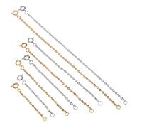 Pssopp Extensor de Collar, 8 Piezas de Acero Inoxidable, Oro, Plata, Ajustador de Cadena de Joyería con 4 Longitudes de 2 Pulgadas, 3 Pulgadas, 4 Pulgadas, 6 Pulgadas, para Collar,