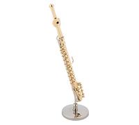 Pssopp Flauta en Miniatura, Modelo Musical de Latón con Soporte, Exquisito para Amantes de la Música y Decoración del Hogar