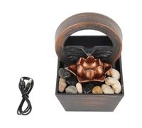 Pssopp Fuente de Agua de Mesa, Fuente de Cascada de Escritorio de Plástico con Luz LED, Alimentación USB o 2 AA, Guijarros Incluidos, 6,7 X 4,6 X 4, Pulgadas para Decoración de Escritorio de Oficina