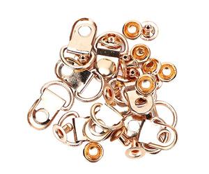 Pssopp Gancho para Cordones Anillo en D Hebilla con Ojal Kit de Herramientas de Remache 100 Juegos Latón Dorado 9x14 Mm con Bordes Lisos Chapado Antióxido para Zapatos Reparación de