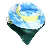 Pssopp Gat de Vaquero de Dragón con Barba Suave y Gorra de Vestuario de Halloween de Pañuelo para Reptiles y Perros Pequeños (Blue)