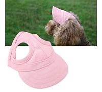 Pssopp Gorra Perro Mascota Deportes Gorra de béisbol Gorra de béisbol Mascota Gorra Exterior Sunbonnet Gorra de Sol de Moda Raya Ajustable Sombrero de Viaje de Verano con Orificios (M-Rosado)