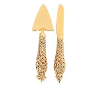 Pssopp Gravure Gold Cake Knife y Servidor Conjunto de Pasteles Románticos, la Espátula para Graduaciones de Juego de bebé, Zinclegation, 2 Pcs Servidos