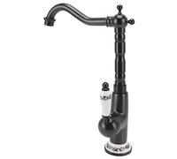 Pssopp Grifo de Cocina de Cobre Antiguo con Acabado en Oro Cepillado, de Porcelana Azul y Blanco para Fregadero de Cocina, Barra de Baño, Uso Comercial en el Hogar (BLACK)