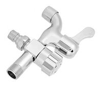 Pssopp Grifo de Pared con Doble Salida de Agua, Aleación Plateada, G1/2 Pulgadas, para Lavadora y Fregona, Piscina con Núcleo de Válvula de Cerámica