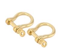 Pssopp Grillete de Latón 2 uds. Grillete de Ancla de Latón Dorado de 10 Mm, en D Gancho para Llavero para Cadenas de Eslinga de Nailon Accesorios de Cuerda Metálica Utilizados con Conector Fob