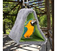 Pssopp Hamaca de Pájaros, Triángulo Cálido Nido de Pájaros Snuggle Snuggle Happy Hut Tend Bed para Periquito Cockatiel Lovebird Budgie Finch Canary, Plegable y Portátil, Fácil Instalar y Lavar, Genial