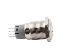Pssopp Interruptor de Botón LED de Metal de 16 Mm, Interruptor de Alimentación de Bloqueo de 12 V, Terminales de Abrazadera de Tornillo 1NO1NC con Luz Incorporada IP67 para Panel de Control Marino
