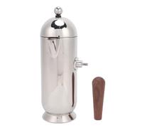 Pssopp Jarra de café de Acero Inoxidable, Cafeteras de Acabado Espejo con Madera de Nogal, 350 Ml, for Servir café y Leche