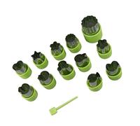 Pssopp Juego de 12 Cortadores de Galletas de Acero Inoxidable para Hornear Moldes de Galletas con Cortadores de Frutas y Verduras, Herramienta de Cocina para DIY, Pasteles de