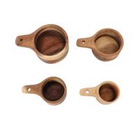 Pssopp Juego de 4 Tazas Medidoras de Madera, Tazas Medidoras, Herramienta de Medida de Cocina Apilable con para Ingredientes Secos Juego de 4 de Madera, para Hornear, Cocinar y Medir Tarros de Masón