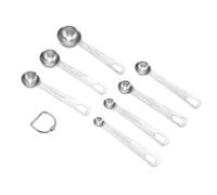 Pssopp Juego de 7 Cucharas Medidoras de Acero Inoxidable, Herramienta para Hornear, Utensilio de Cocina, Accesorio para Hornear con Diseño Apilable que Ahorra Espacio y Asas de Fácil