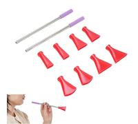 Pssopp Juego de Boquillas de Soplado de Pajita de Acero Inoxidable, 8 Piezas de Suministros de Pintura Acrílica con 4 Boquillas de Tamaño y 2 Pajitas para Floración de Arte Fluido (rojo)