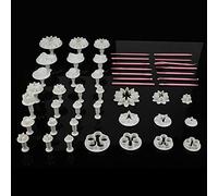 Pssopp Juego de Cortadores de Pasteles de Fondant, Moldes Cortadores de Plástico con Forma de Flor con Herramientas de Repostería para Decoración de Pasteles, 47 Uds.